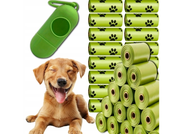 WORECZKI WORKI BIODEGRADOWALNE NA PSIE ODCHODY 360 szt + ZIELONE ETUI