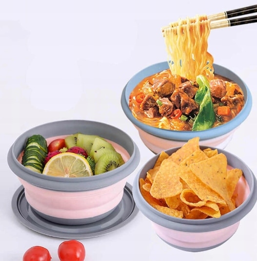 MISKI KUCHENNE 3 SZT SKŁADANE SILIKONOWE + POKRYWKI POJEMNIKI TURYSTYCZNE - obrazek 9