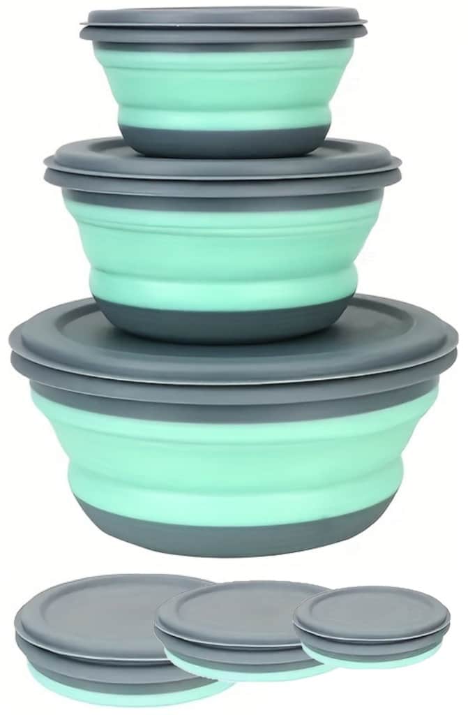 MISKI KUCHENNE 3 SZT SKŁADANE SILIKONOWE + POKRYWKI POJEMNIKI TURYSTYCZNE - obrazek 5