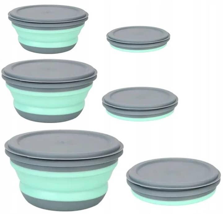 MISKI KUCHENNE 3 SZT SKŁADANE SILIKONOWE + POKRYWKI POJEMNIKI TURYSTYCZNE - obrazek 3