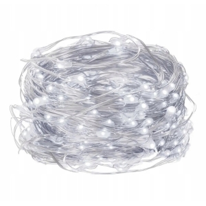 LAMPKI DRUCIKI 100 LED 10M NA BATERIE BIAŁY ZIMNY CHOINKOWE DEKORACJA