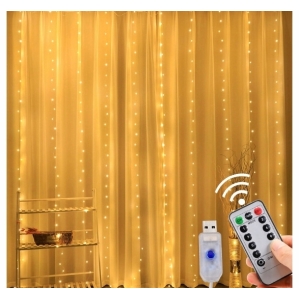 KURTYNA ŚWIETLNA kurtyna LED 3x3 m 300 LED USB pilot + haczyki BIAŁY