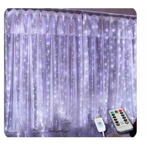 KURTYNA ŚWIETLNA kurtyna LED 3x3 m 300 LED USB pilot + haczyki CIEPŁY BIAŁY