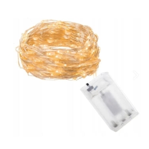 DRUCIKI LAMPKI CHOINKOWE 100 LED 10M NA DRUCIKU NA BATERIE BIAŁY CIEPŁY