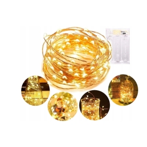 LAMPKI LED OŚWIETLENIE DRUCIKI NA BATERIĘ 80 LED 8 M BIAŁY CIEPŁY