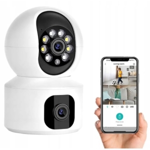 KAMERA OBROTOWA PODWÓJNA 2MP WEWNĘTRZNA WIFI HD ZOOM NIANIA MONITORING