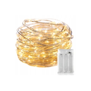 LAMPKI LED OŚWIETLENIE DRUCIKI NA BATERIĘ 100 LED 10 M BIAŁY CIEPŁY