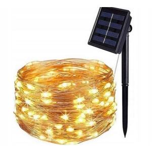 LAMPKI DRUCIKI LED SOLARNE 200 LED 20M OGRODOWE BALKONOWE BIAŁY CIEPŁY