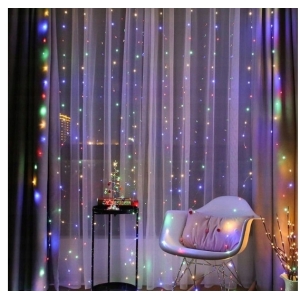 KURTYNA ŚWIETLNA kurtyna LED 2x2 m 200 LED USB pilot+ haczyki MULTIKOLOR