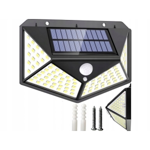 LAMPA SOLARNA 100 LED 20W KINKIET Z CZUJNIKIEM RUCHU ZMIERZCHU ZIMNY BIAŁY