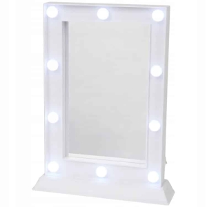 Duże Podświetlane LUSTRO LUSTERKO z ŻARÓWKAMI Do Makijażu 10 LED 25 x 33 cm