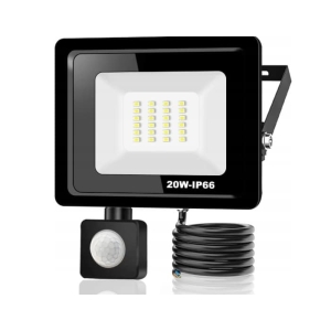 HALOGEN LAMPA Z CZUJNIKIEM RUCHU NAŚWIETLACZ LED BIAŁY ZIMNY IP66 20W