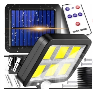 SOLARNA LAMPA LED Z CZUJNIKIEM ZMIERZCHU I RUCHU NA ZEWNĄTRZ DO OGRODU COB