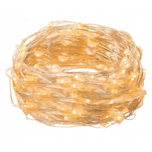 DRUCIKI LAMPKI CHOINKOWE 100 LED 10M NA DRUCIKU NA BATERIE BIAŁY CIEPŁY