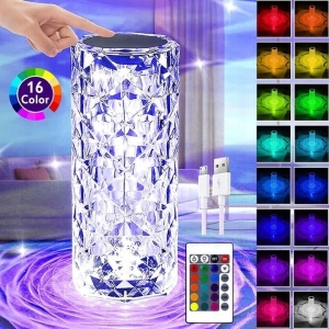 LAMPKA ŚWIECĄCA LED KRYSZTAŁOWA DIAMENTOWA KOLOROWA RGB DOTYKOWA PILOT USB